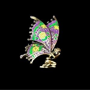 Fairy Brooch Kneeling Praying  Demential Colorful Wings Feminine Fairycore Pin